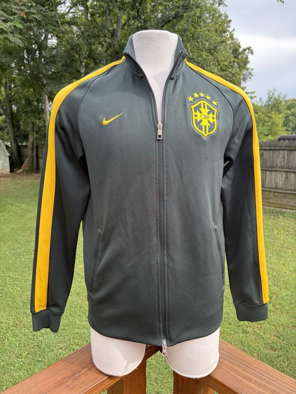 2014 Nike Brazil N98 Authentic Football Soccer Jacket Green Full Zip Mens Large